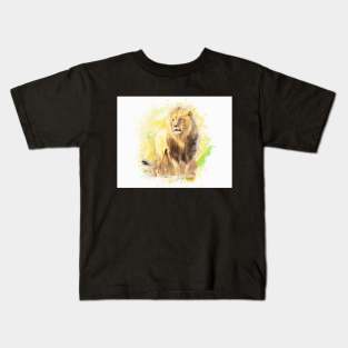 Lion Animal Wildlife Jungle Nature Safari Adventure Discovery Africa Digital Painting Kids T-Shirt